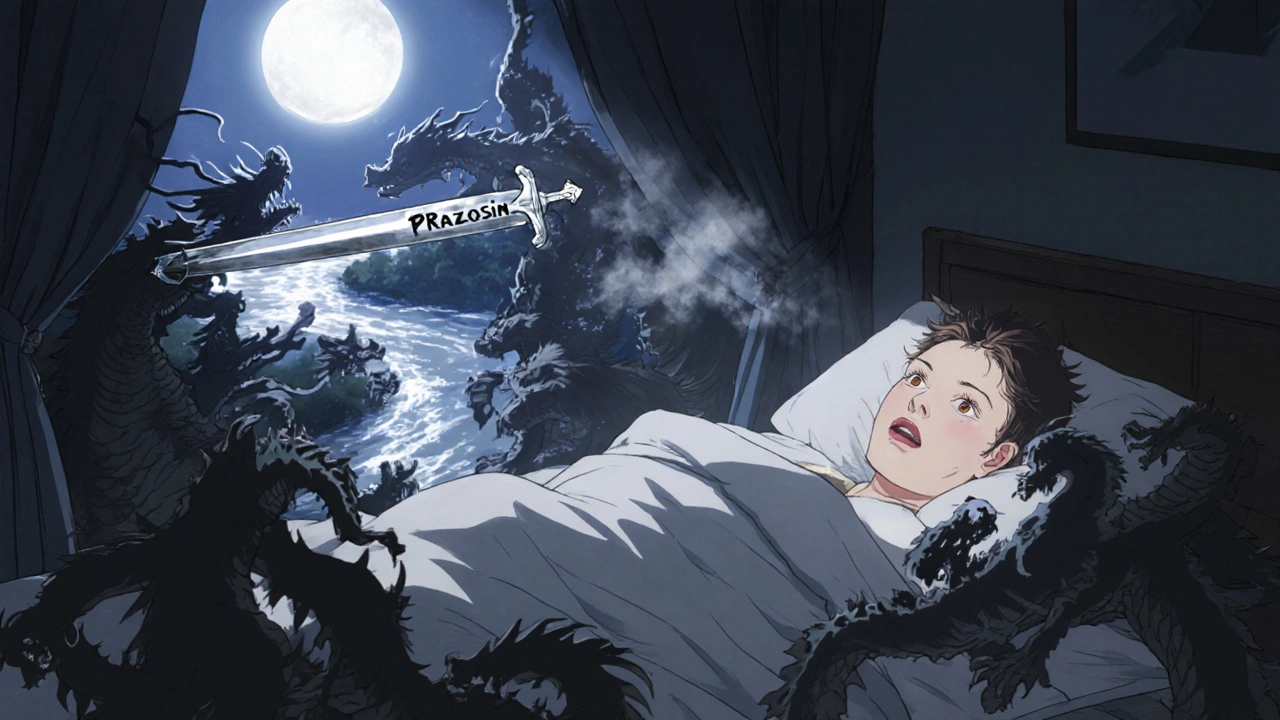 Child's nightmare dragons dissolve as a bright barrier blocks norepinephrine.