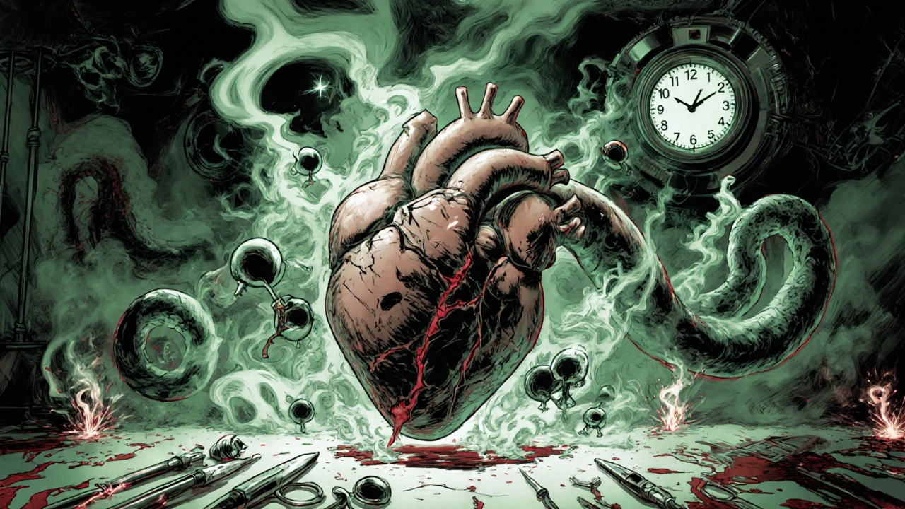 A transplant patient&#039;s heart dissolving as rifampin blocks immunosuppressants, researchers testing new inhibitors in the background.